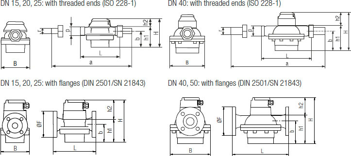 Aquametro Contoil Meter Flow Sensor Dimensions